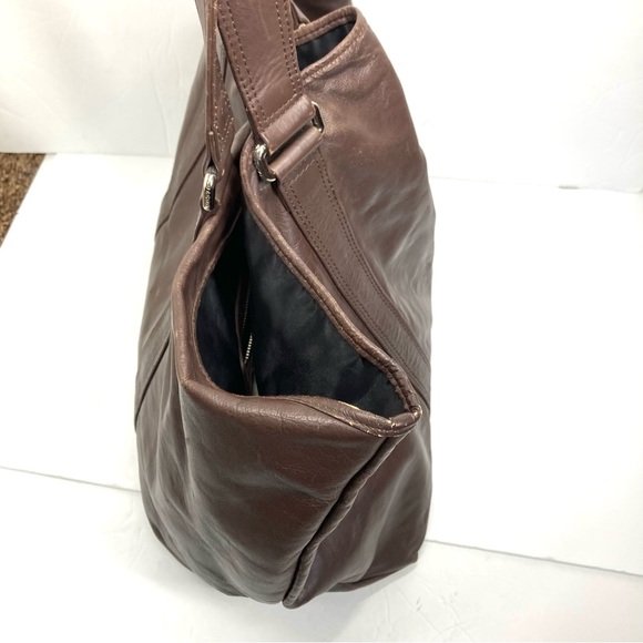 Y2K Marc Jacobs Large Brown Leather Horizontal Tote Bag  22x17" Big Tote - Picture 5 of 16